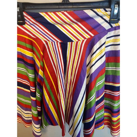 Ralph Lauren Rainbow Striped Multi Color Skater Style Skirt - Oversized Size 2 - Picture 6 of 12